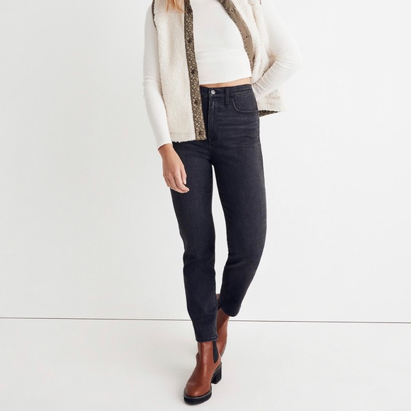 Madewell High-Rise Slim Straight Jeans in Richgrove Wash Black Jeans Size 23 - Picture 1 of 8